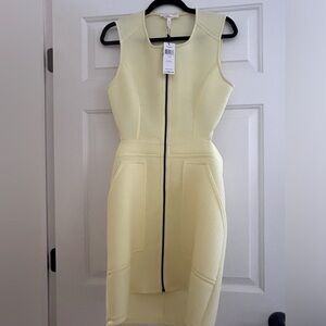 BCBG yellow front zip dress